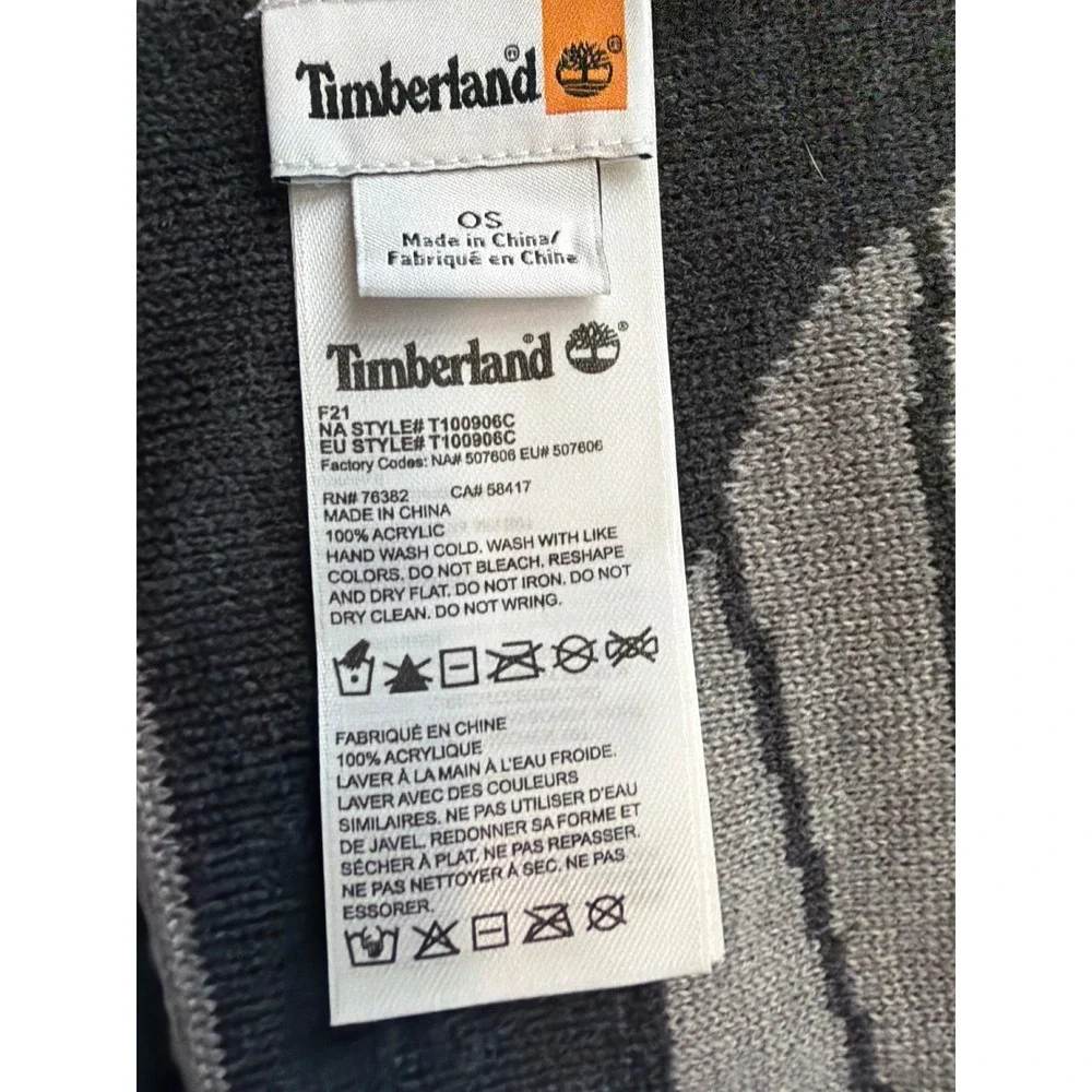 Timberland Mens Grey Black Reversible Knit Logo Scarf T100906C OS